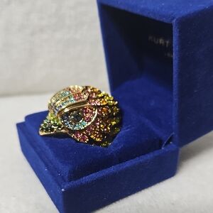 Kurt Geiger Gold Ring with Vibrant Gemstones